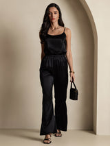 [Black] SilkSilky-AU 19Momme Stretch Silk Charmeuse Spaghetti Strap Scoop Neck Camisole 009