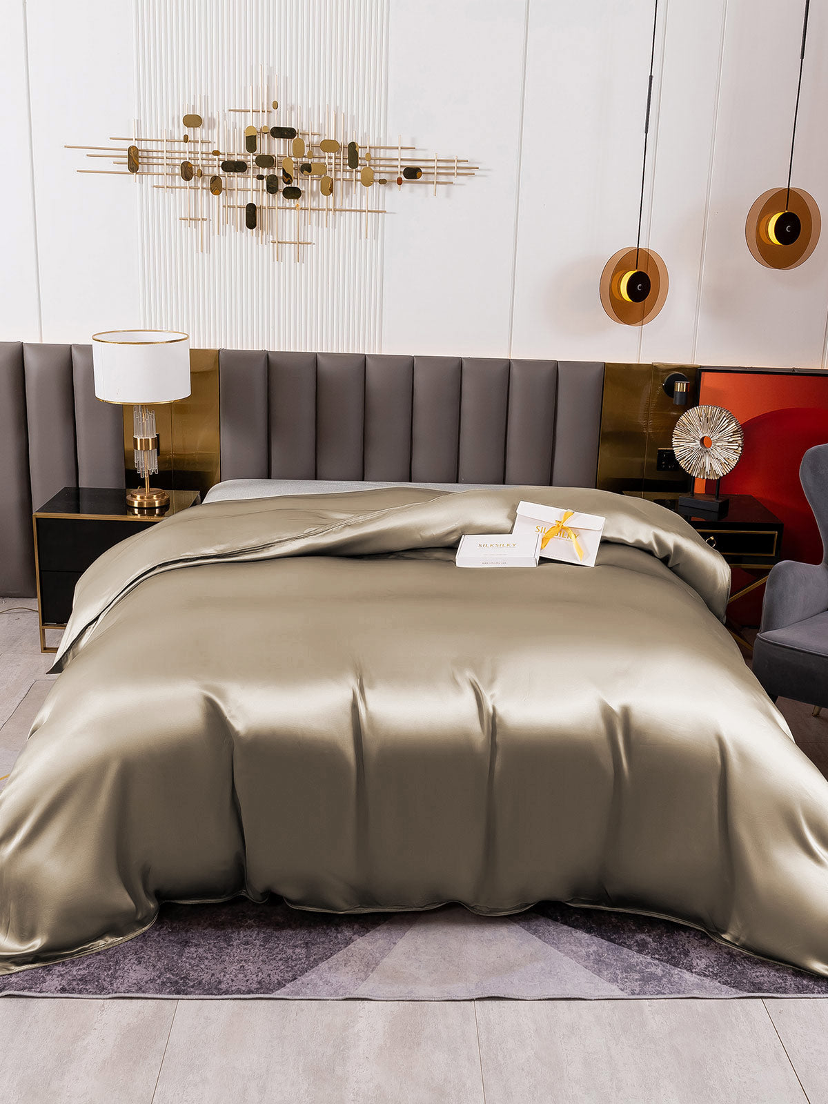 [Khaki] SilkSilky-AU 19Momme Pure Silk Duvet Cover 002