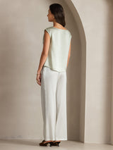 [Light Green] SilkSilky-AU Cap Sleeve Cowl Neck Women's T-Shirt 002