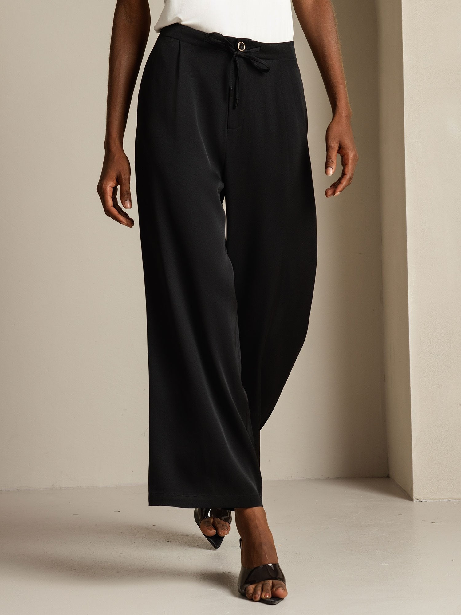 [Black] SilkSilky-AU 19Momme Silk Womens Pants 003