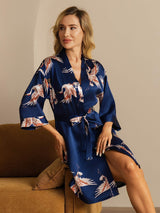 [Dark Blue] SilkSilky-AU 3/4 Sleeve Women's Dressing Gown 001