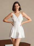 SilkSilky-AU Pure Silk Deep V Neck Dress White 004