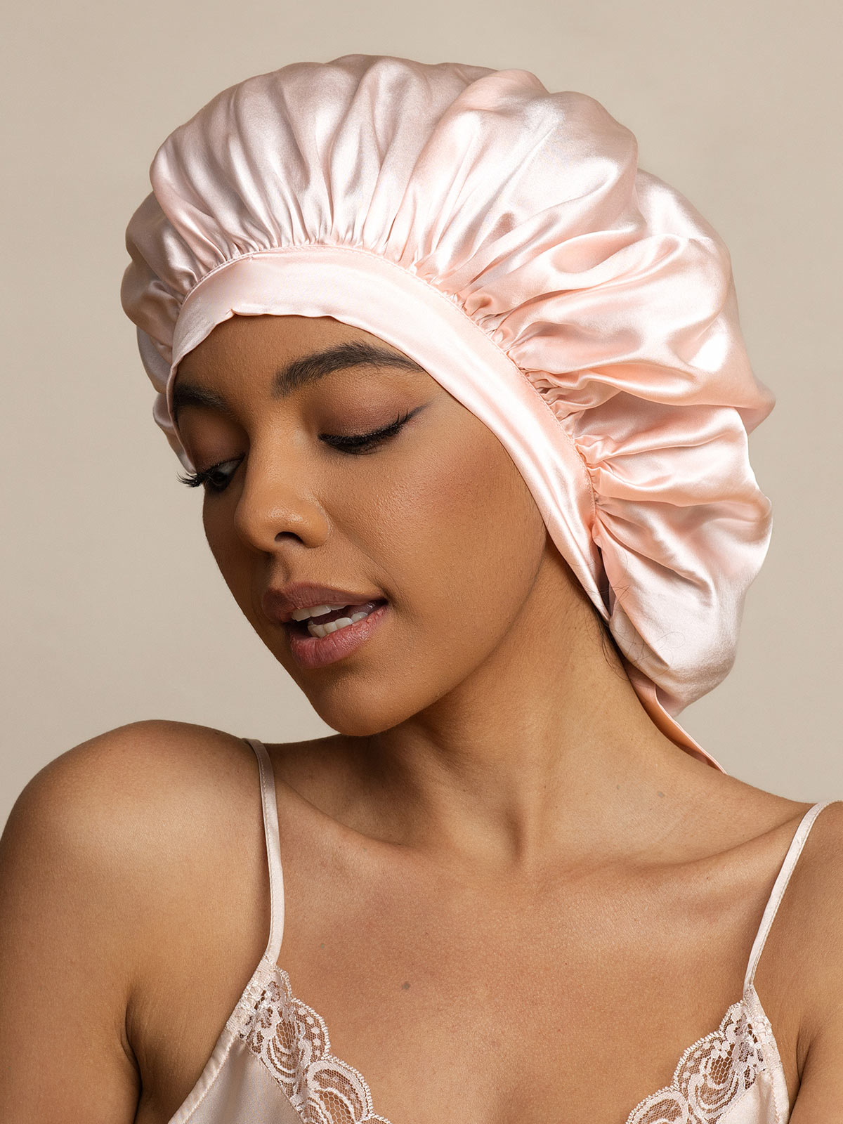 SilkSilky-AU Pure Silk Sleep Cap LightPink 003