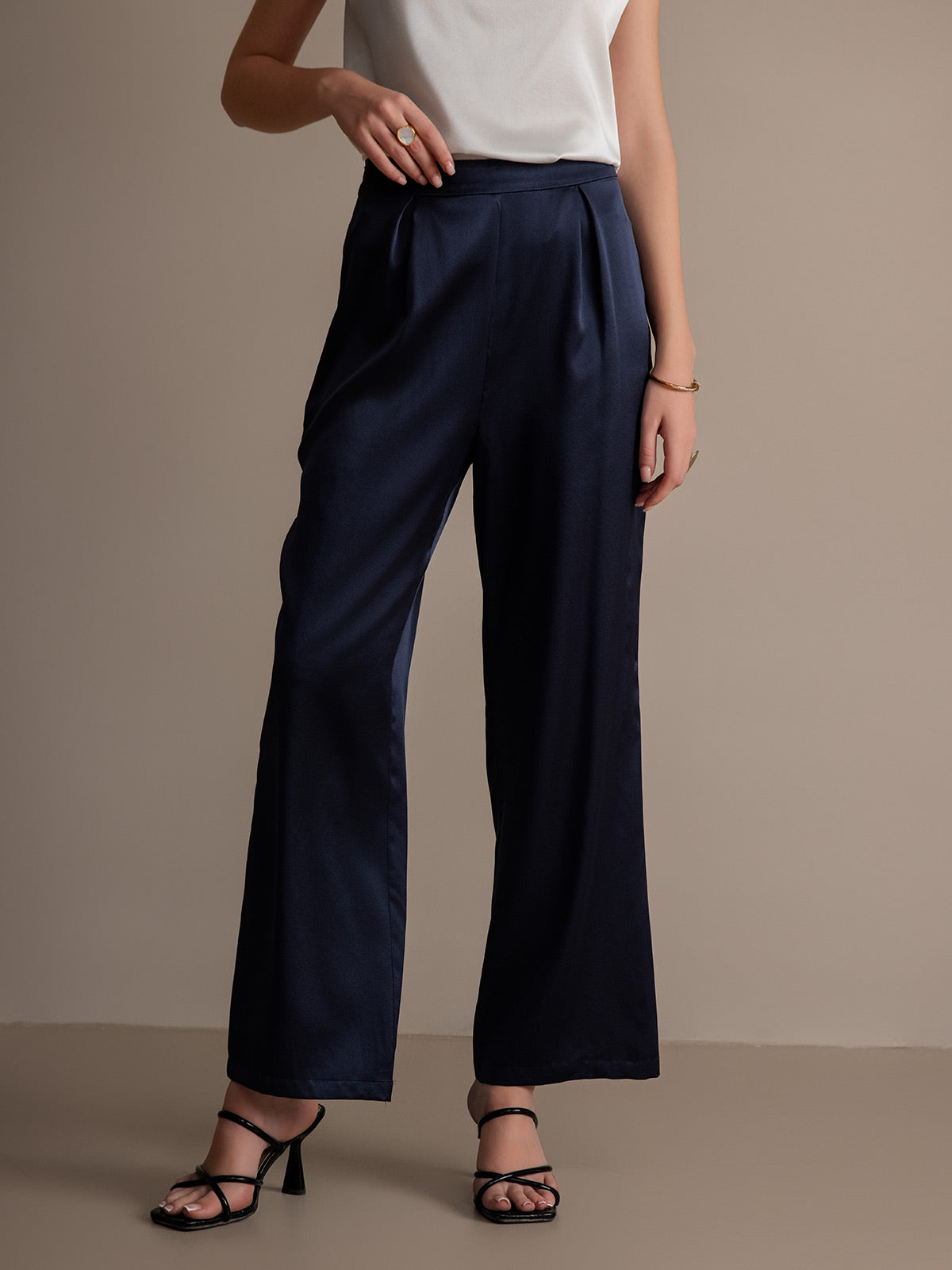 SilkSilky AU 19Momme Silk Womens Pants DarkBlue 001