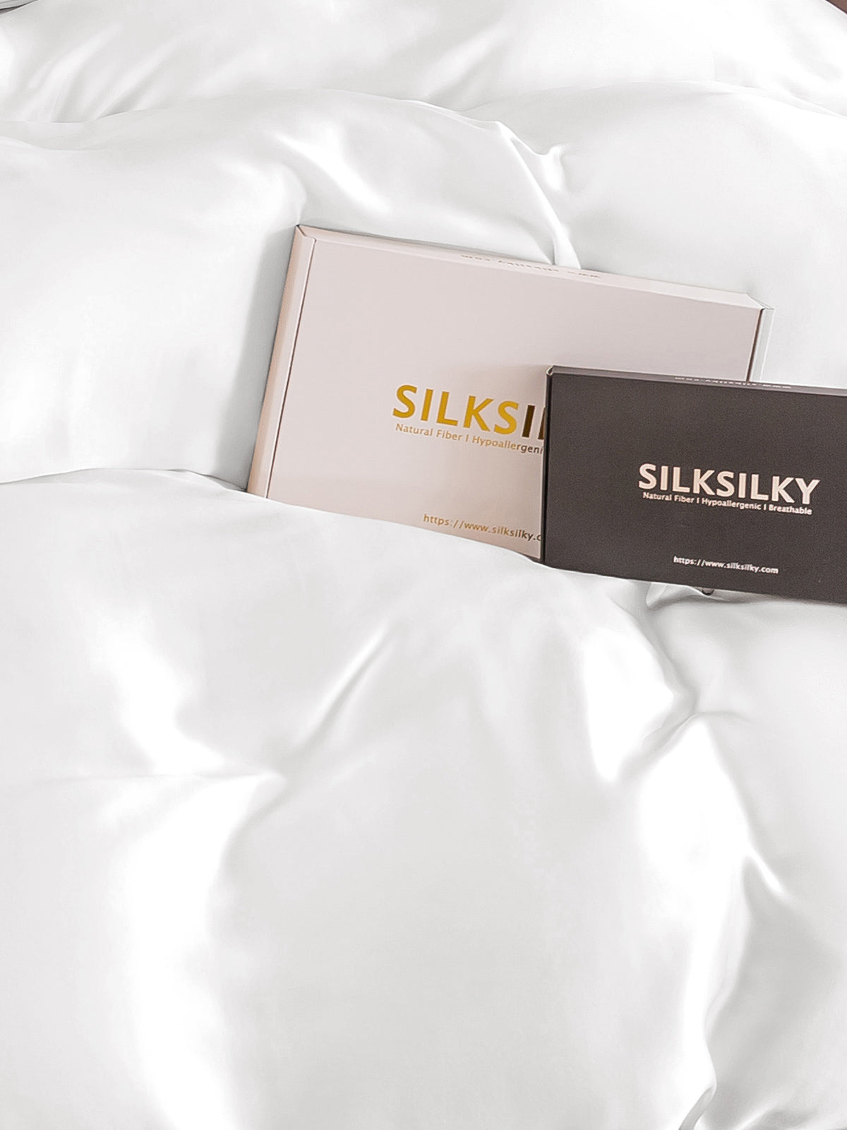 [White] SilkSilky-AU 22Momme Pure Silk Duvet Cover 004