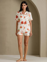 [White Strawberry] SilkSilky-AU Short Sleeve Notch Collar Women's Pyjamas 006