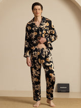 [Black Dragon] SilkSilky-AU Long Sleeve Lapel Collar Men's Pyjamas 007