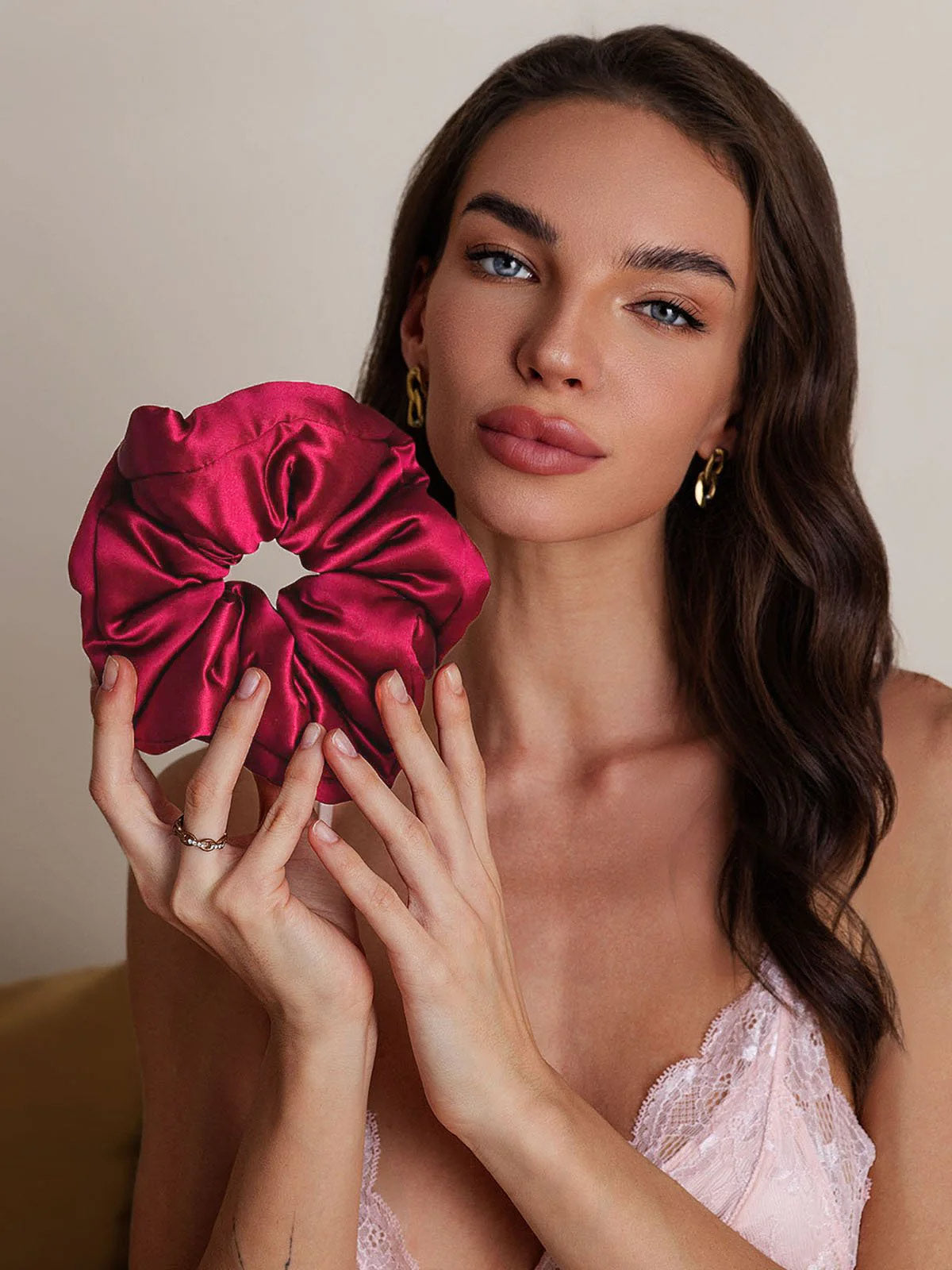 [Wine] SilkSilky-AU Pure Silk Scrunchie 002