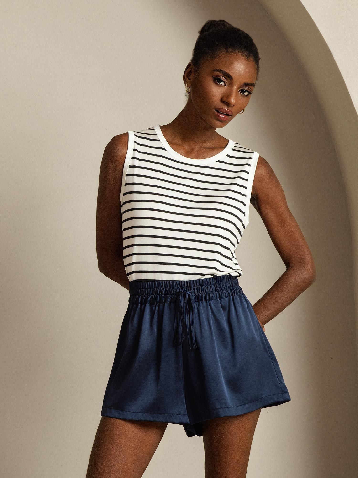 [WhiteStripe] SilkSilky-AU Pure Silk Round Neck Camisole 007
