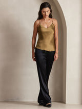 [Coffee] SilkSilky-AU Spaghetti Strap V Neck Camisole 003