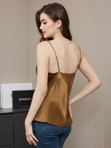[Coffee] SilkSilky-AU Spaghetti Strap V Neck Camisole 002