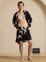 [Black] SilkSilky-AU 19Momme Long Sleeve Mens Pajamas 004