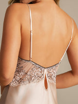 [Pink] SilkSilky-AU Sleeveless Deep V Neck Nightgown 004