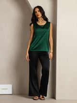 [Dark Green] SilkSilky-AU Sleeveless Round Neck Camisole 009