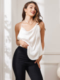 Pure Silk Halter Cowl Neck Lace Up Camisole Top