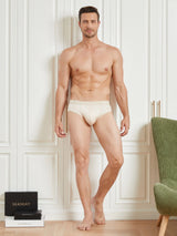 [Beige] SilkSilky-AU 100% Silk Jersey Men's Underwear 006