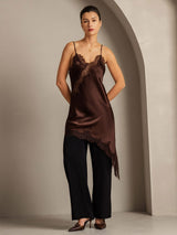 [Brown] SilkSilky-AU Pure Silk Asymmetric Dress 007