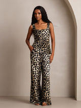 [Leopard] SilkSilky-AU Pure Silk U Neck Camisole Set 004,