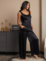 [Black] SilkSilky-AU Sleeveless Square Neck Camisole Set 004