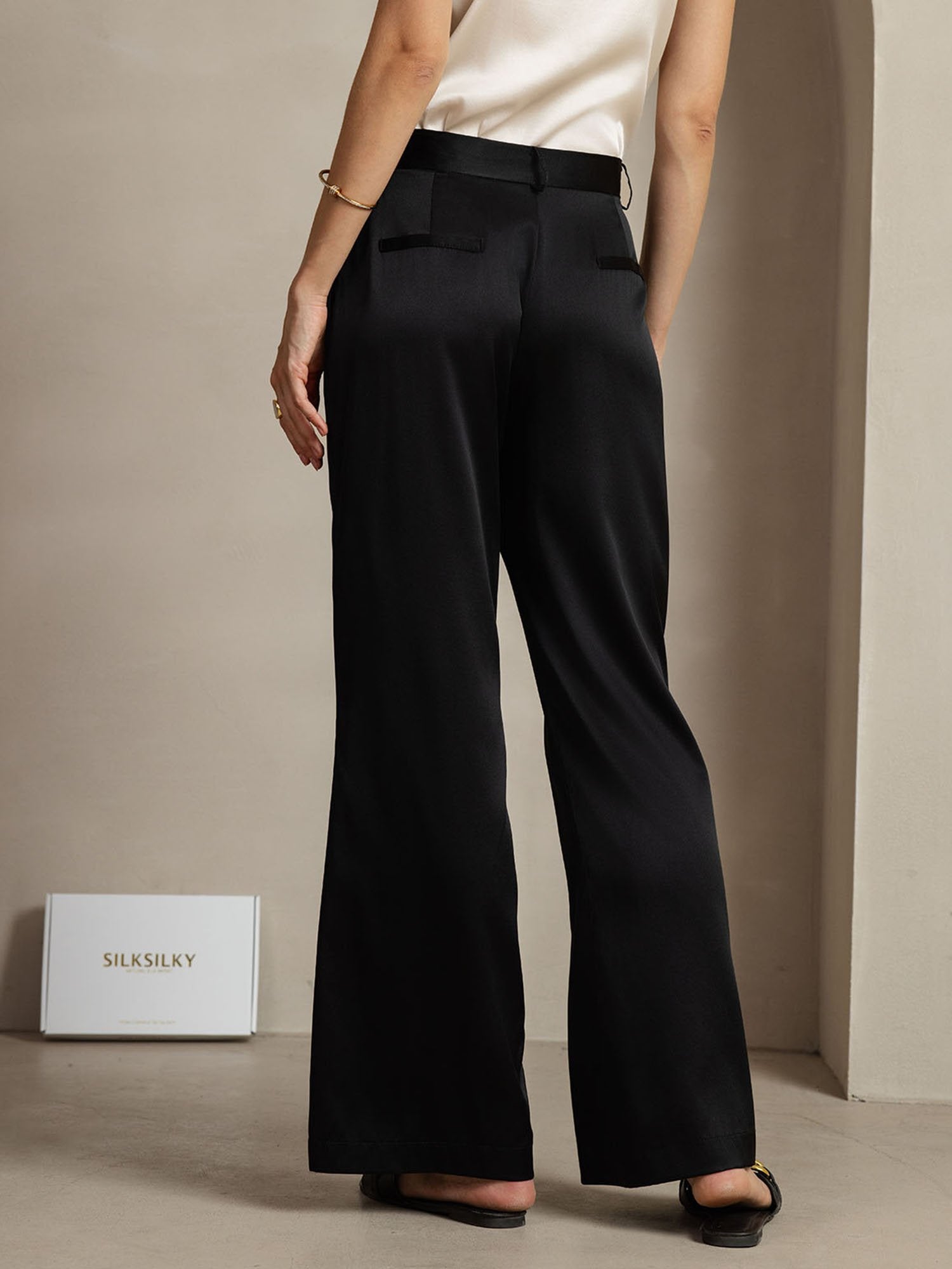 [Black] SilkSilky-AU 19Momme Silk Womens Pants 002