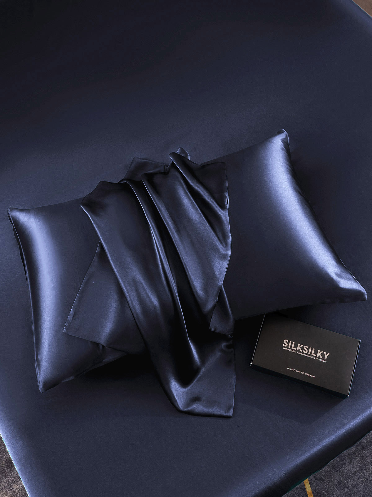 SilkSilky AU 30Momme Pure Silk Pillowcase DarkBlue 004