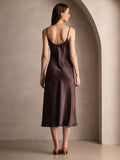 SilkSilky-AU Pure Silk Sleeveless Round Neck Dress Coffee 002