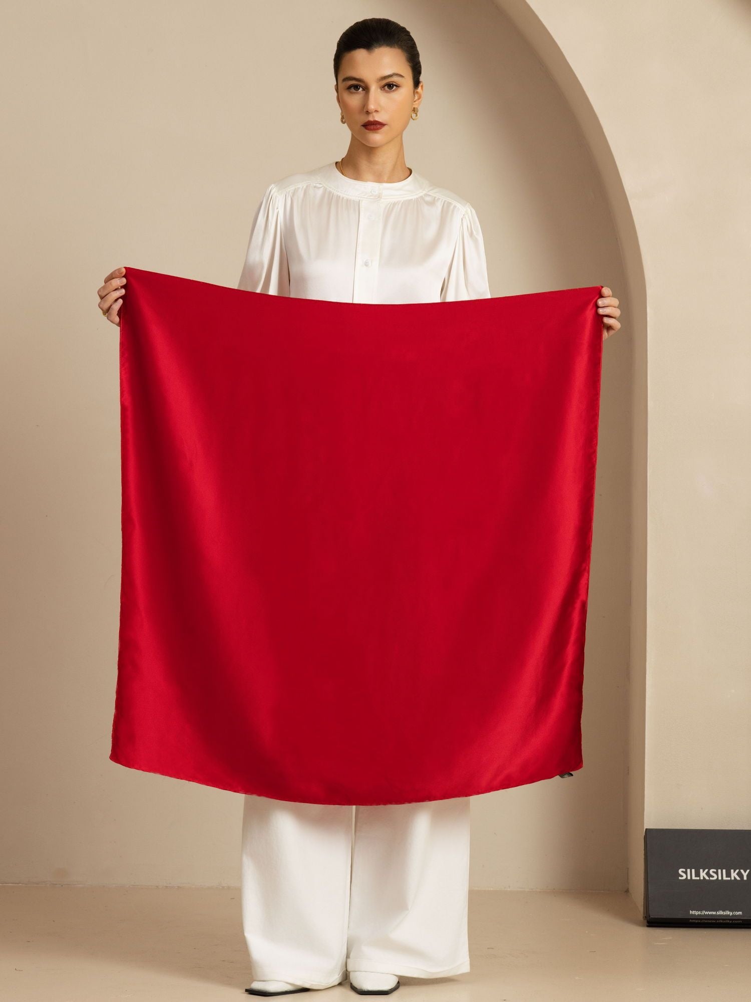 [Wine] SilkSilky-AU Pure Silk Scarf 002