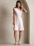 SilkSilky-AU Pure Silk Sleeveless V Neck Dress Pink 004