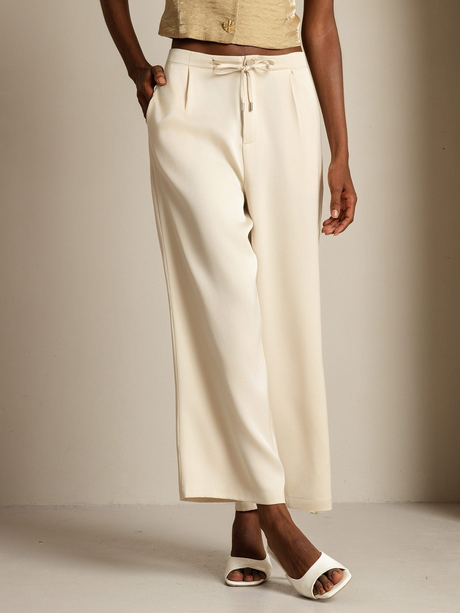 [Beige] SilkSilky-AU 19Momme Silk Womens Pants 003