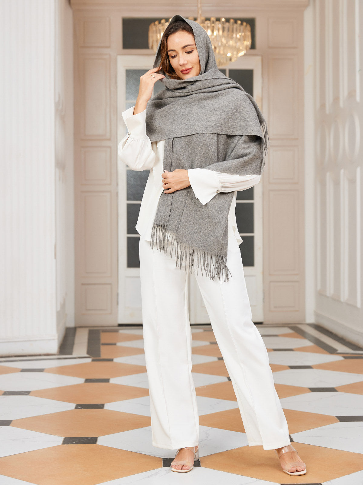 [Gray] SilkSilky-AU Wool Scarf 003