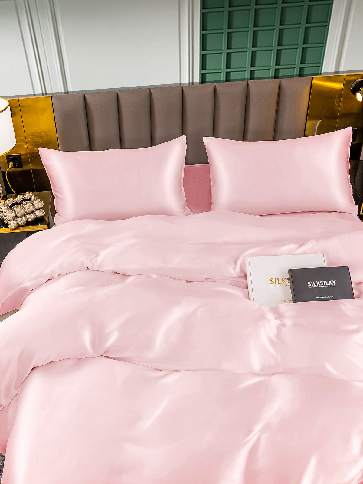 SilkSilky AU 25Momme Pure Silk Bedding Set Pink 004