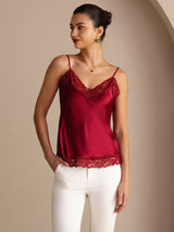 [Wine] SilkSilky-AU Spaghetti Strap V Neck Camisole 001