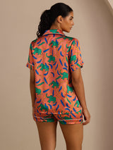 [Clay Elephant] SilkSilky-AU Short Sleeve Lapel Collar Women's Pyjamas 002