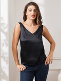 SilkSilky AU Pure Silk Sleeveless V Neck Camisole Black 004