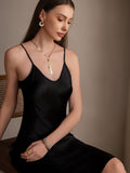 SilkSilky AU Pure Silk Deep V Neck Dress Black 003