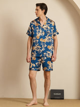[Navy Dragon] SilkSilky-AU Short Sleeve Notch Collar Men's Pyjamas 007