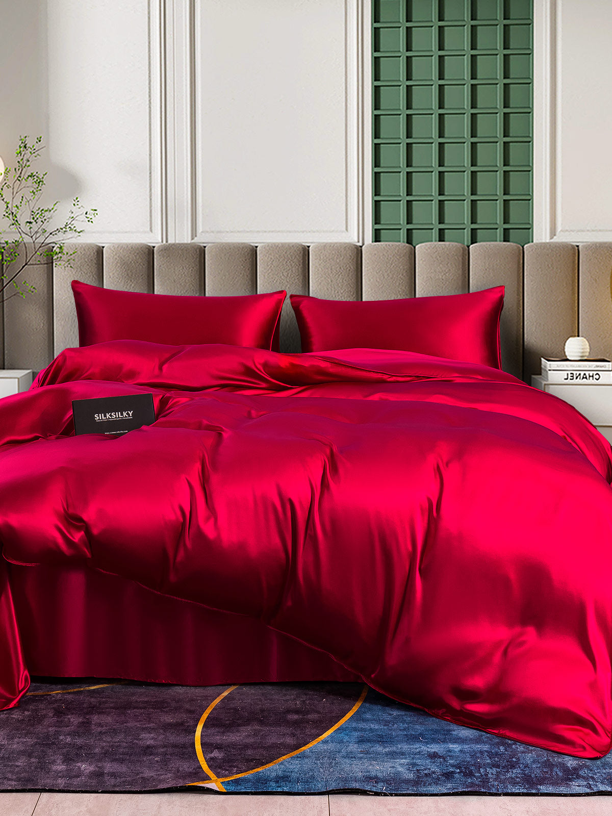 SilkSilky AU 25Momme Pure Silk Bedding Set Wine 001