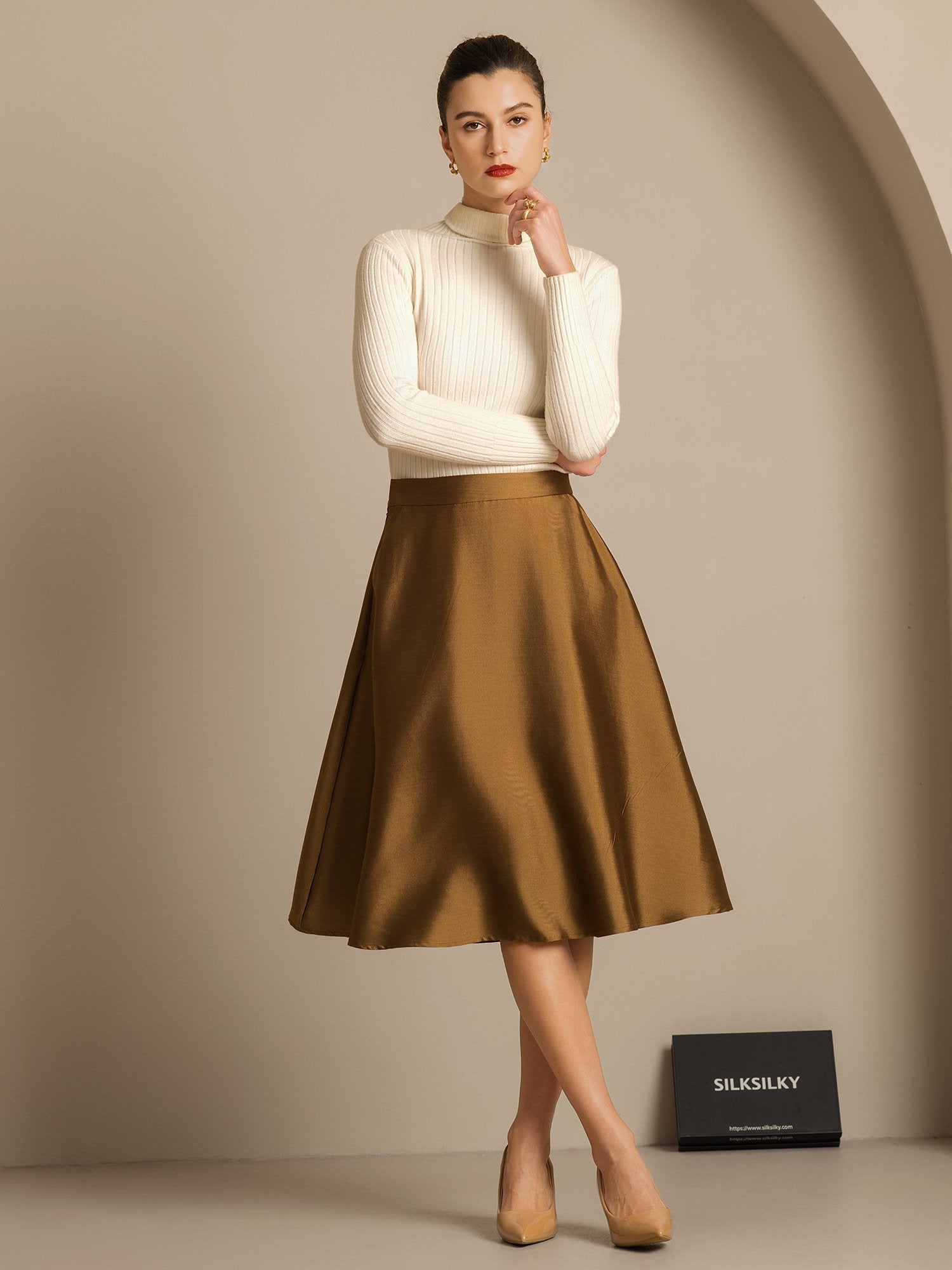 [Bronze] SilkSilky-AU 32Momme Wool Skirt 006