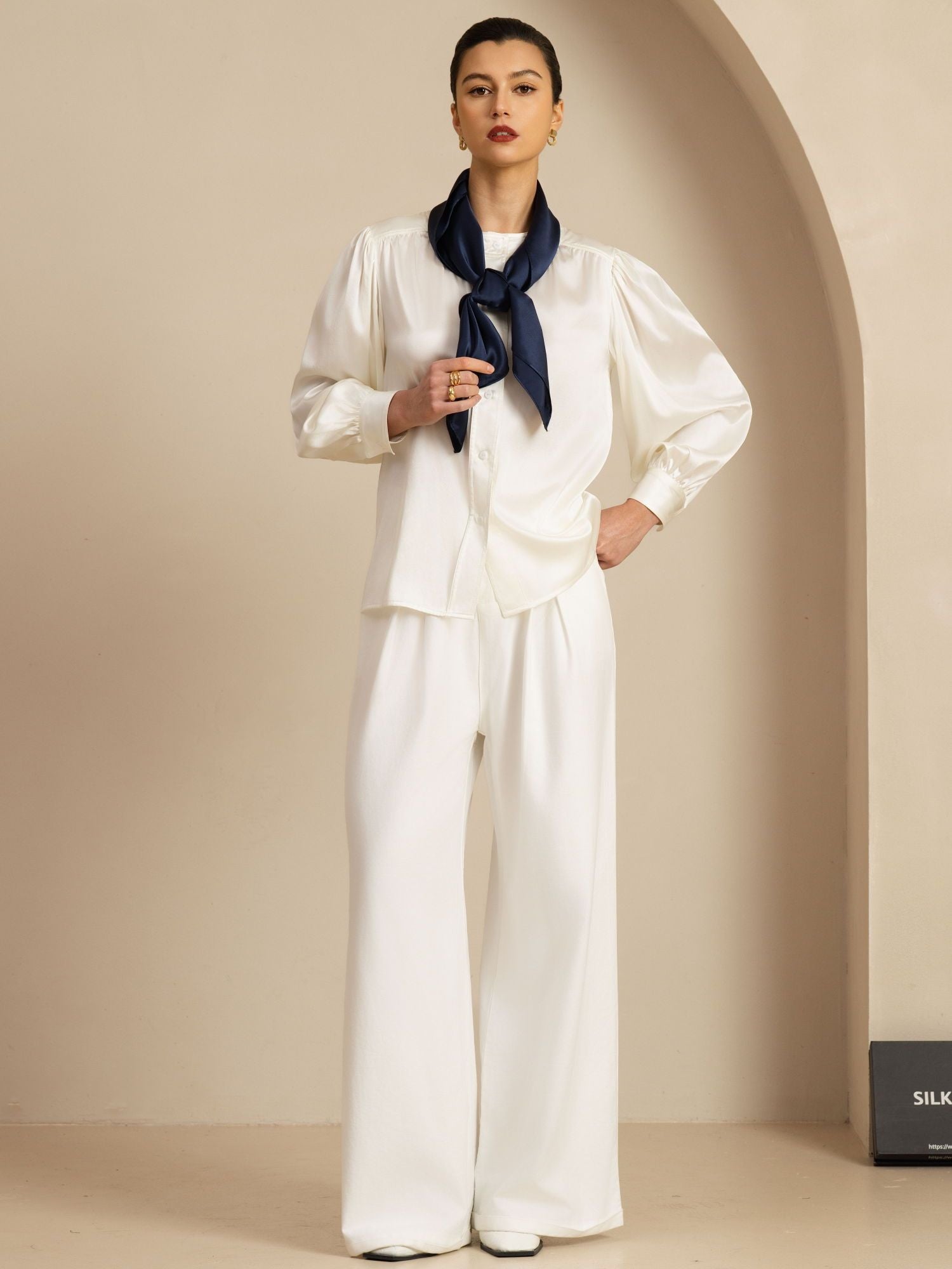 [DarkBlue] SilkSilky-AU Pure Silk Scarf 005