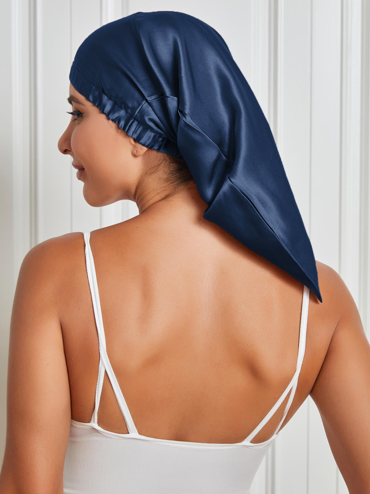 SilkSilky-AU Pure Silk Sleep Cap DarkBlue 001