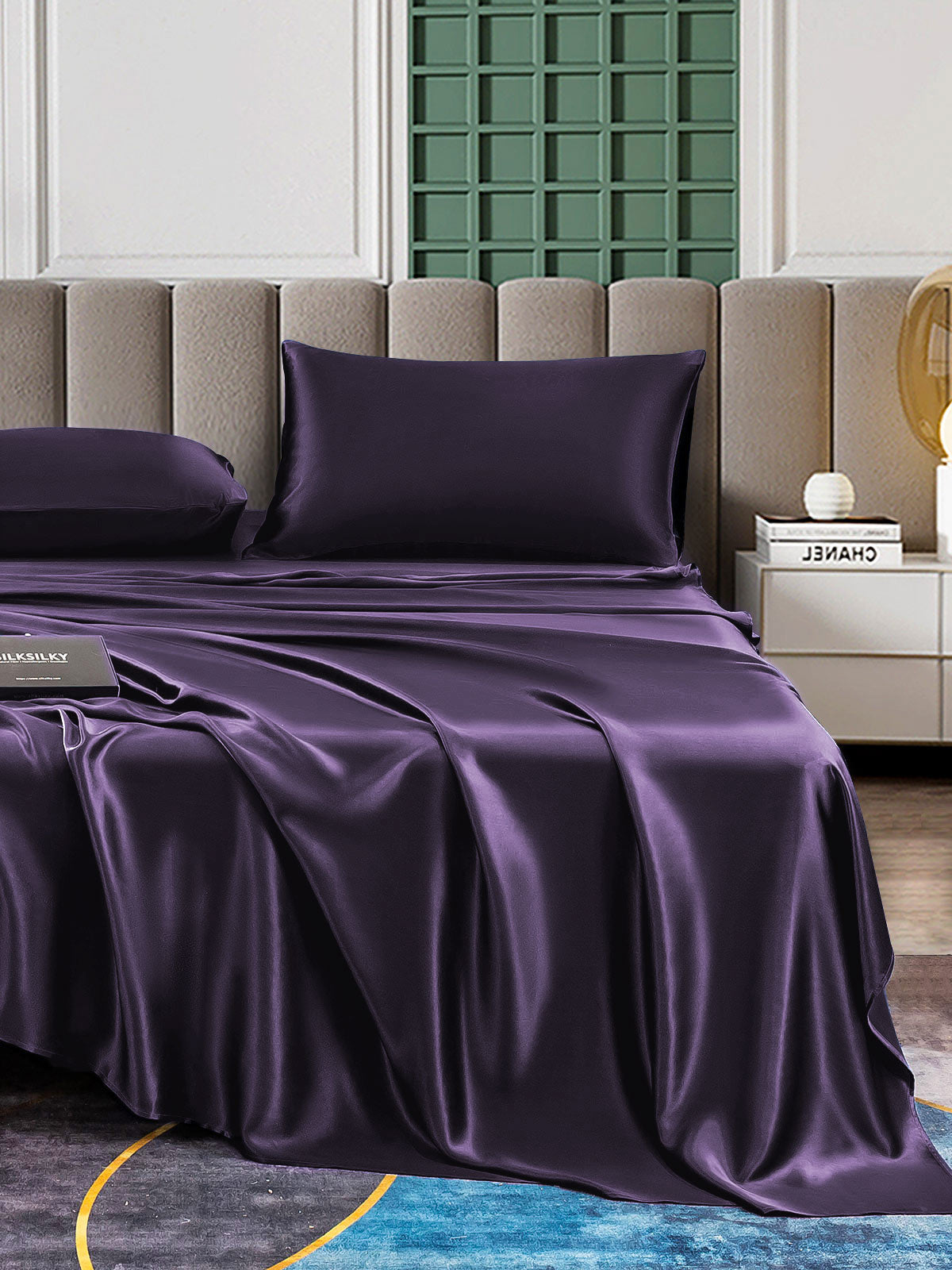 SilkSilky AU 25Momme Pure Silk Bedding Set DeepPurple 001