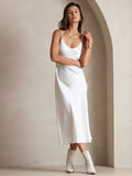 SilkSilky-AU Pure Silk Sleeveless Round Neck Dress White 005