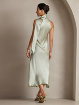 [Light Green] SilkSilky-AU Sleeveless Tie Neck Dress 002