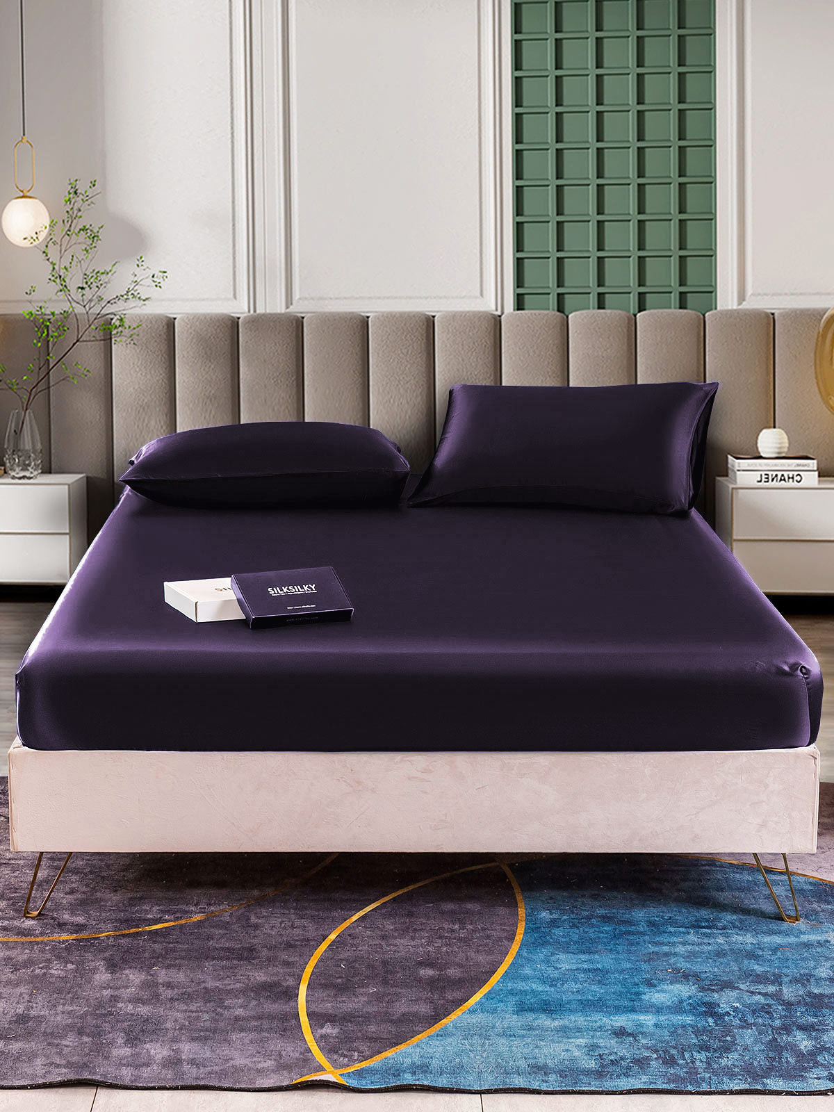 SilkSilky AU 25Momme Pure Silk Bedding Set DeepPurple 002