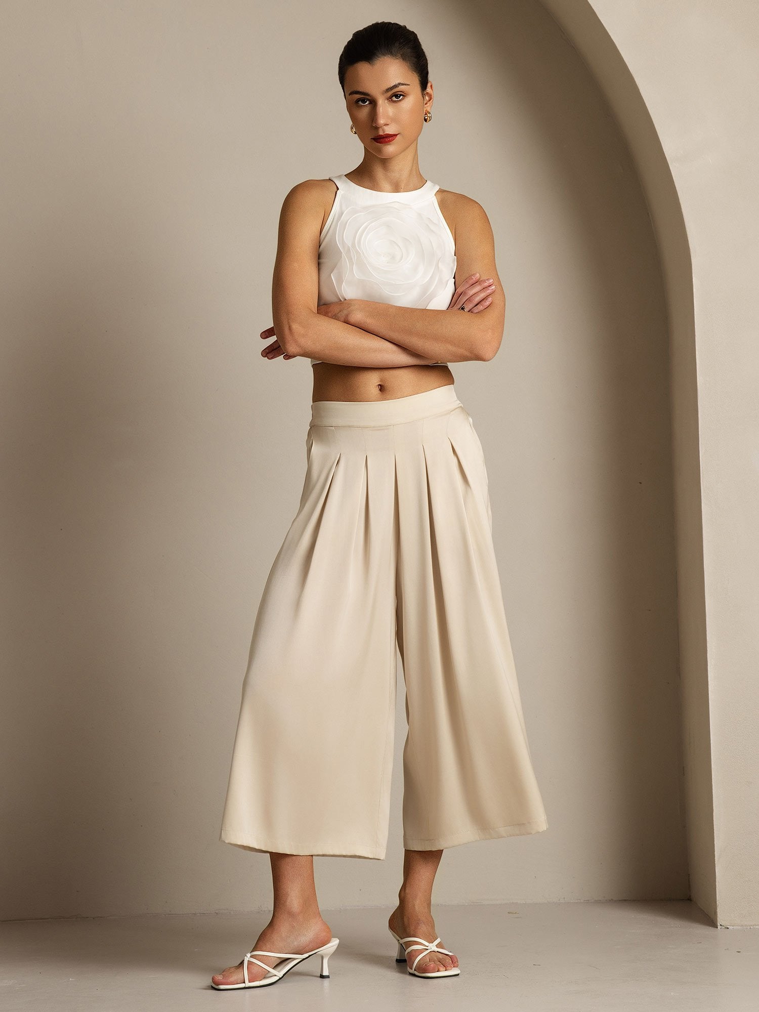 [Beige] SilkSilky-AU 19Momme Silk Womens Pants 008