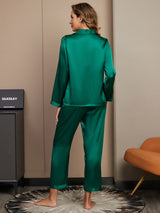 [Green] SilkSilky-AU Long Sleeve Notch Collar Women's Pyjamas 002