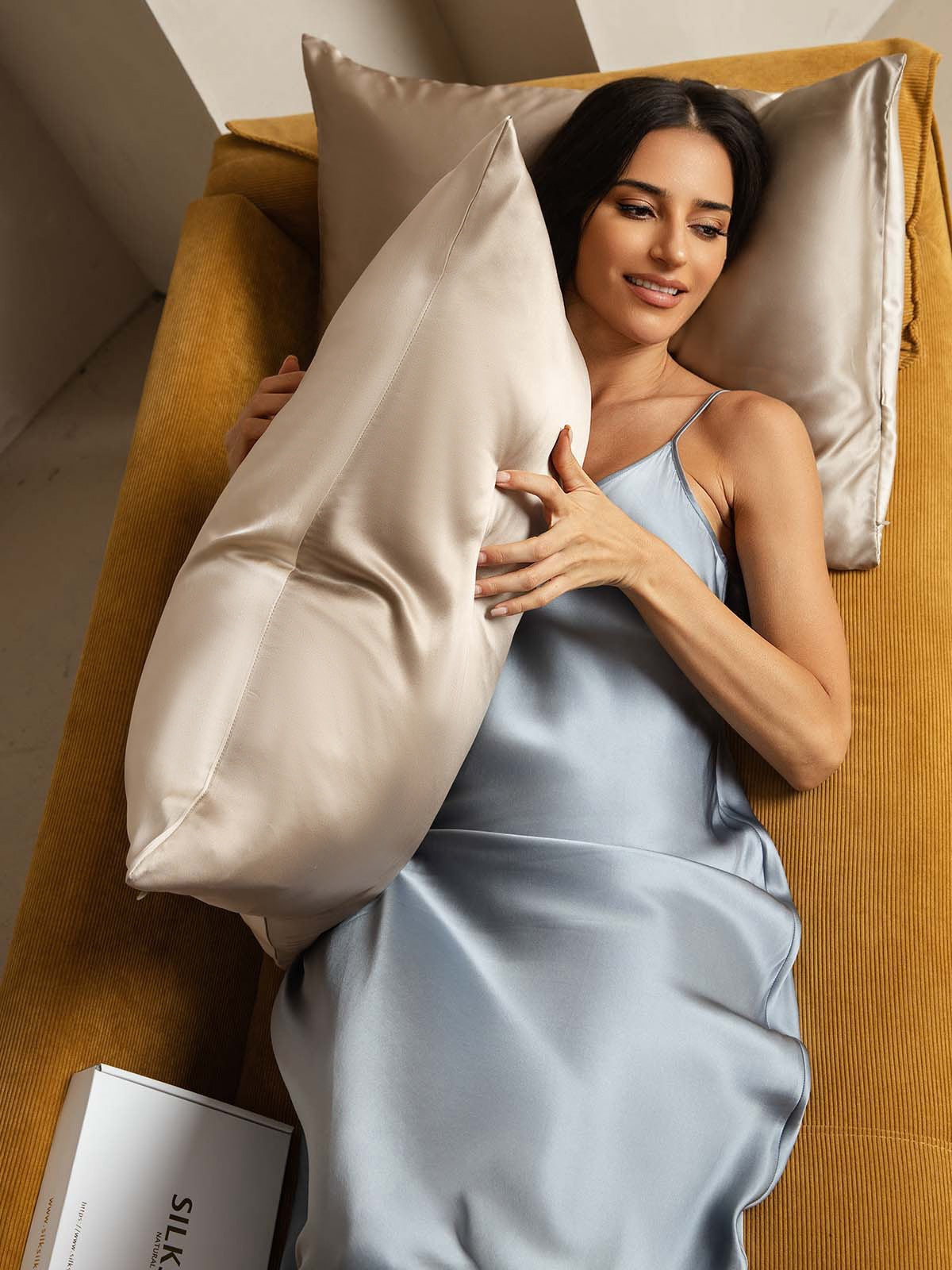 [Beige+Khaki] SilkSilky-AU 19Momme Pure Silk Pillowcase 003