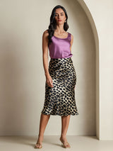[Leopard] SilkSilky-AU 19Momme Pure Silk Skirt 001,