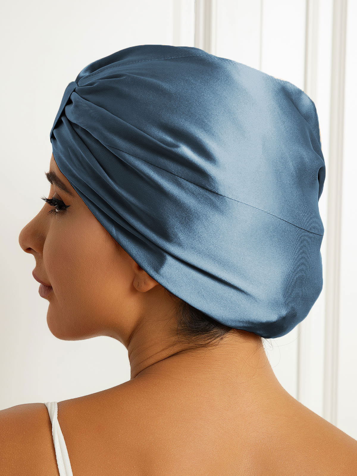 SilkSilky-AU Pure Silk Sleep Cap SteelBlue 004