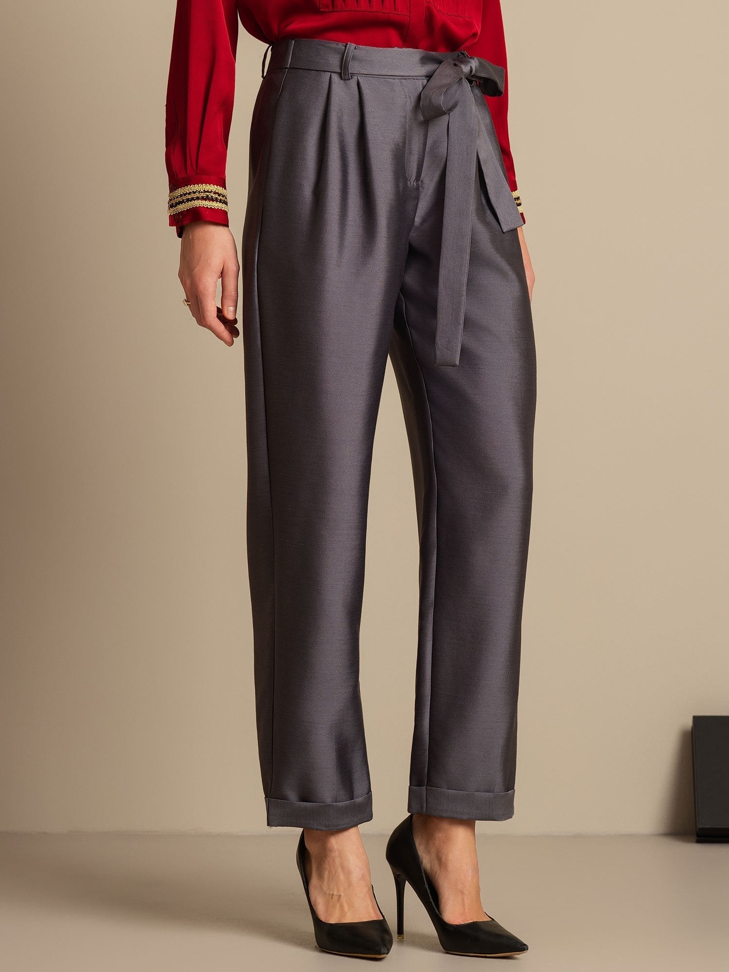 [Gray] SilkSilky-AU 32Momme Wool Womens Pants 003,